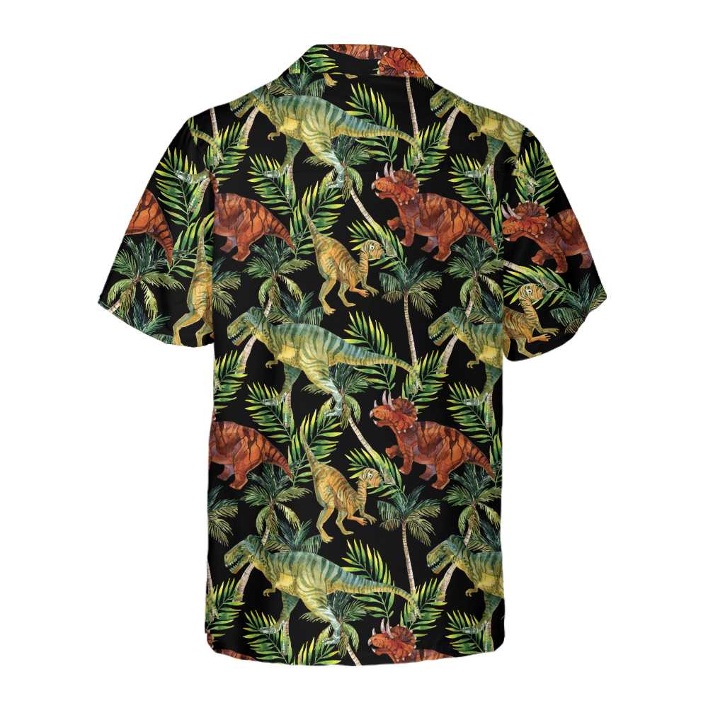 Dinosaur Tropical Pattern Hawaiian Shirt, Tropical Dinosaur Shirt, Printed Dino Shirt For Adults