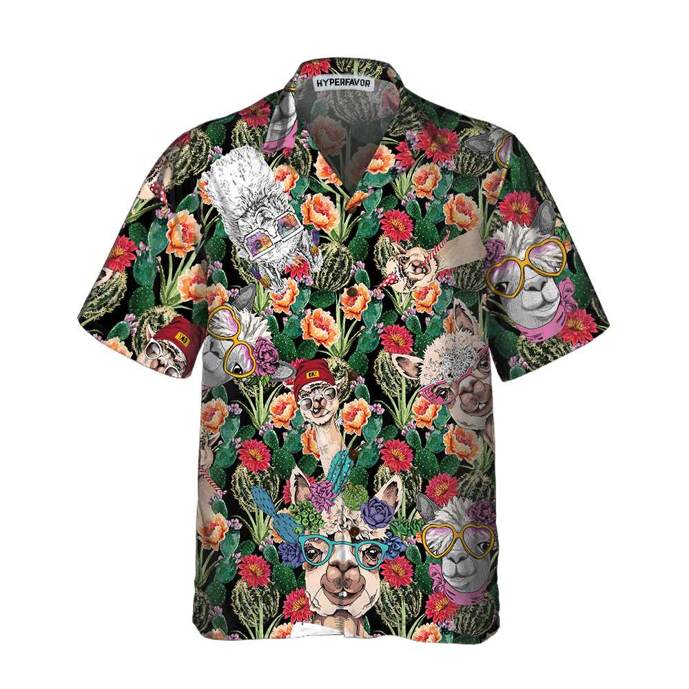 Funny Alpaca With Cactus Hawaiian Shirt, Tropical Alpaca Shirt For Men & Women