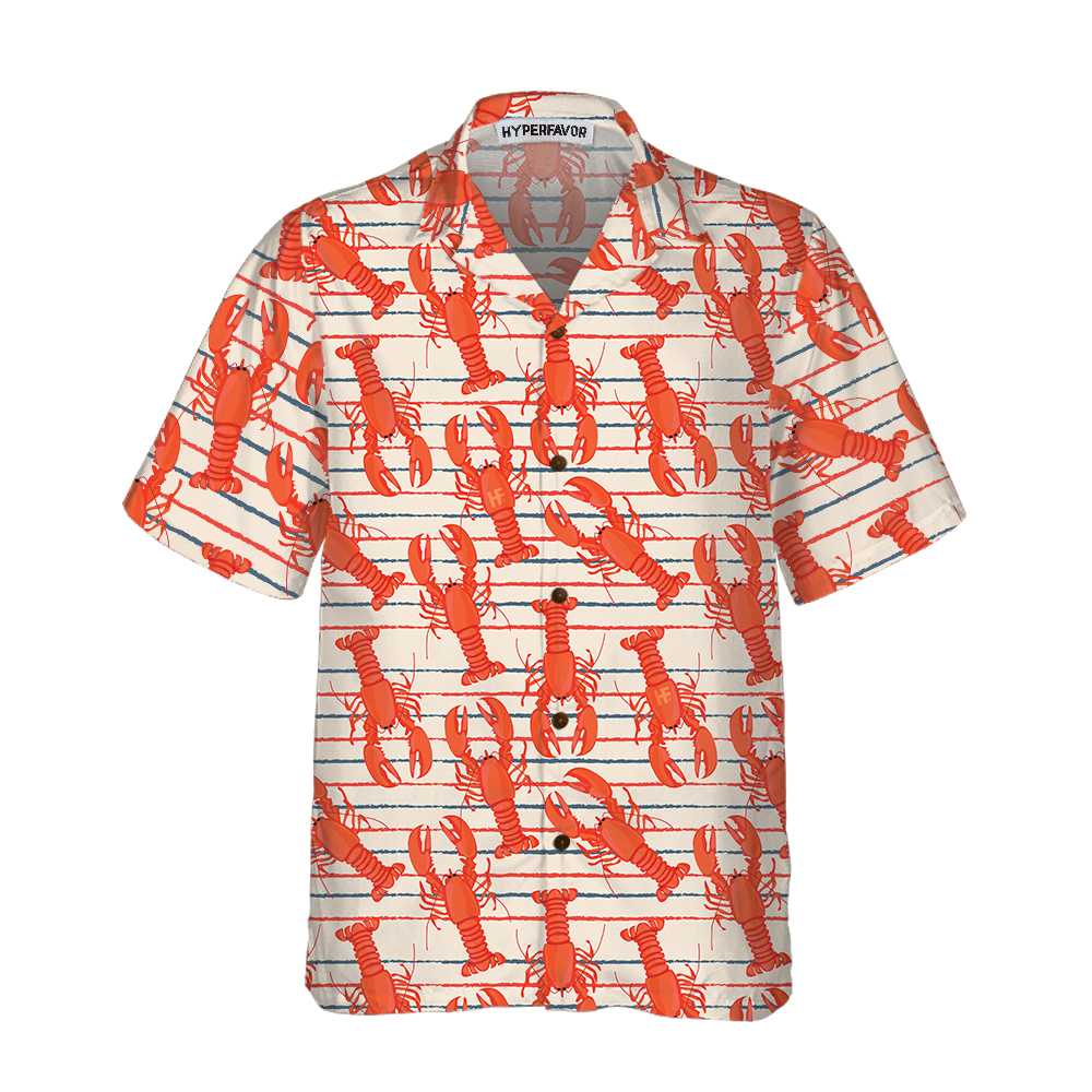 Retro Lobster Hawaiian Shirt, Funny Lobster Shirt For Adults, Lobster Print Shirt