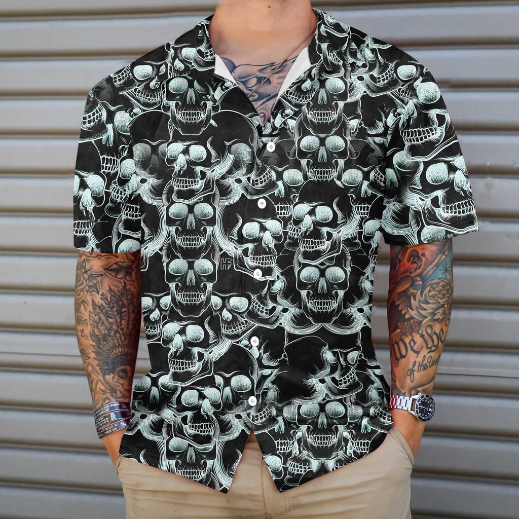 Skull Head Drawing Pattern Hawaiian Shirt, Skull Art Shirt, Best Skull Shirt For Men And Women
