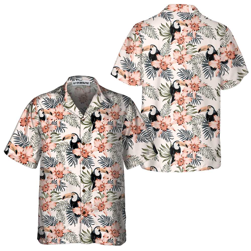 Toucan And Pink Orchid Flowers Toucan Hawaiian Shirt, Floral Toucan Shirt For Men And Women