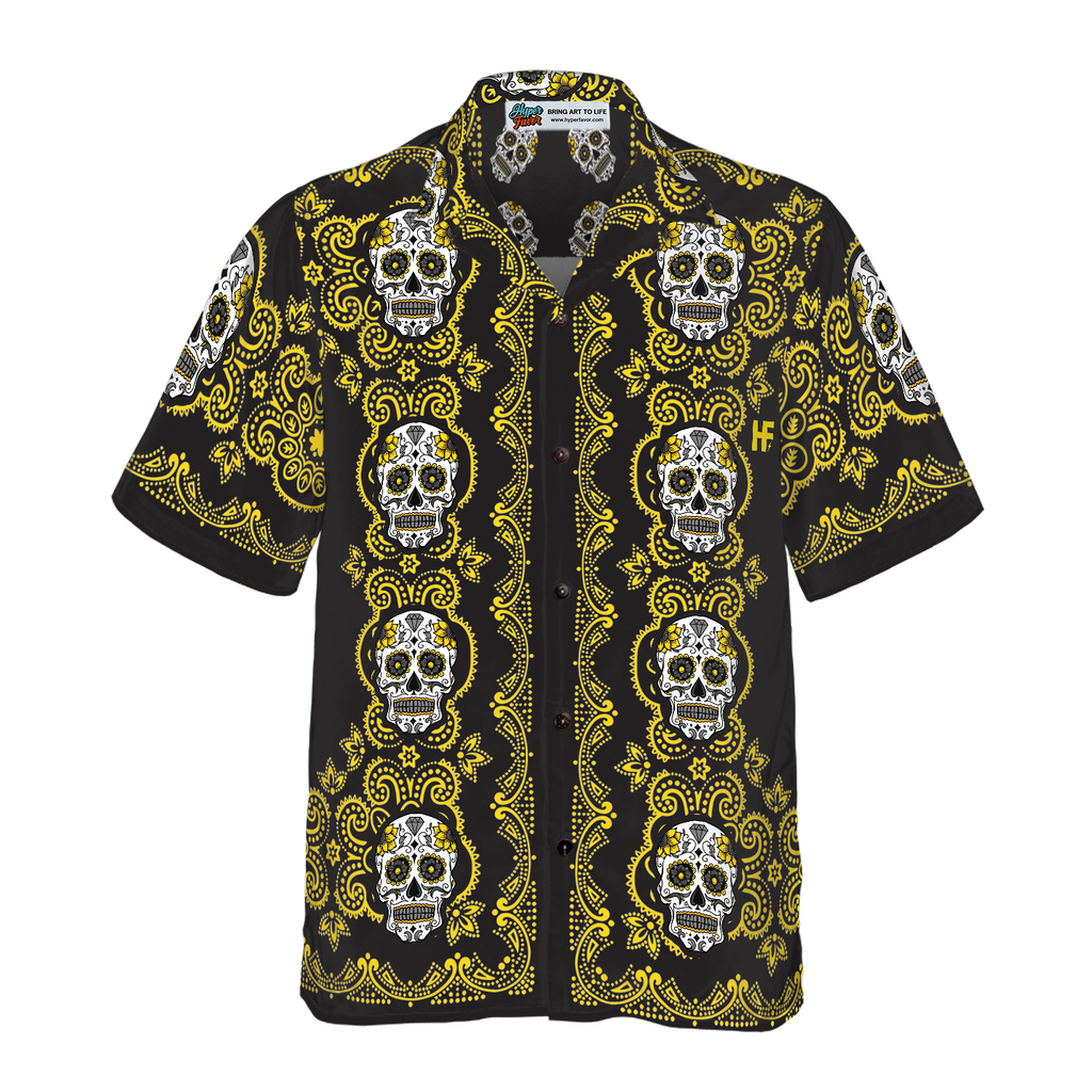Yellow Sugar Skull Hawaiian Shirt