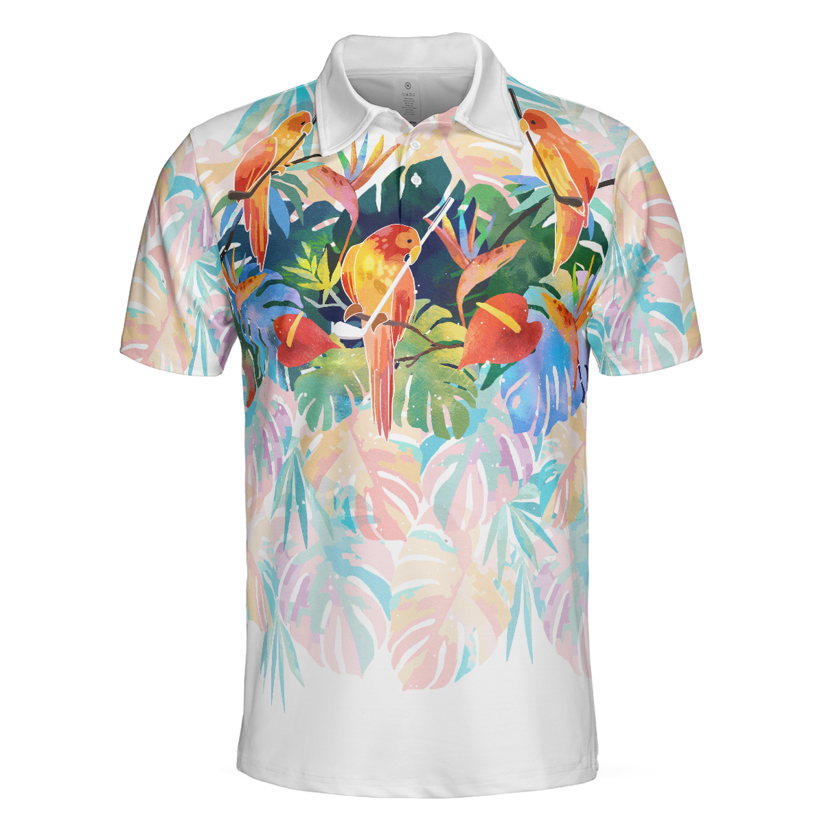 Tropical Parrots Golf Polo Shirt For Men