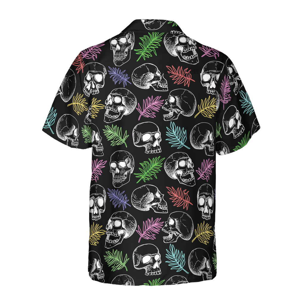 Skulls And Colorful Palm Leaves Hawaiian Shirt