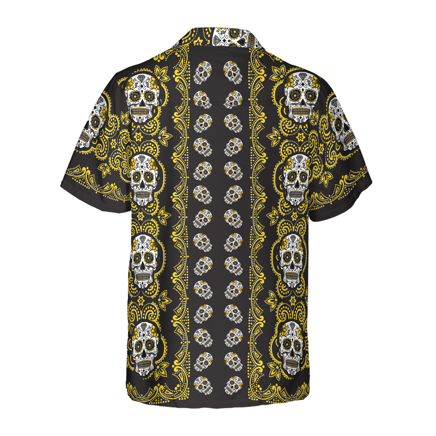 Yellow Sugar Skull Hawaiian Shirt