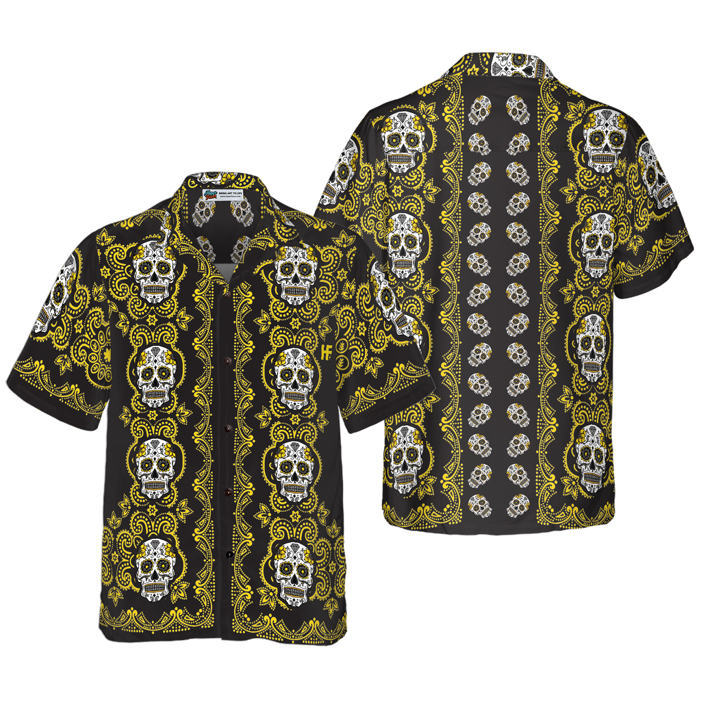 Yellow Sugar Skull Hawaiian Shirt