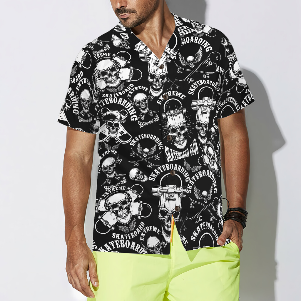 Skateboard Emblems In Monochrome Style Hawaiian Shirt