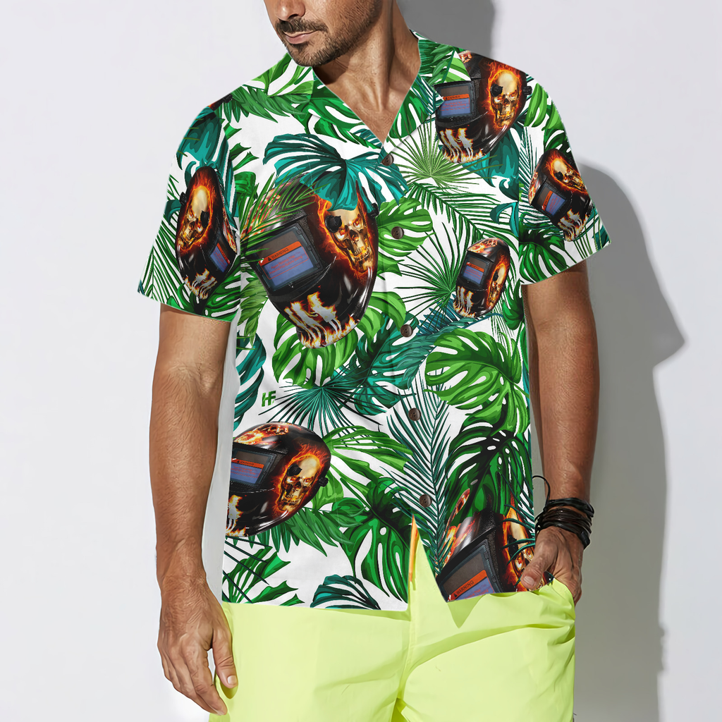 Skull Welder Helmet Tropical Hawaiian Shirt