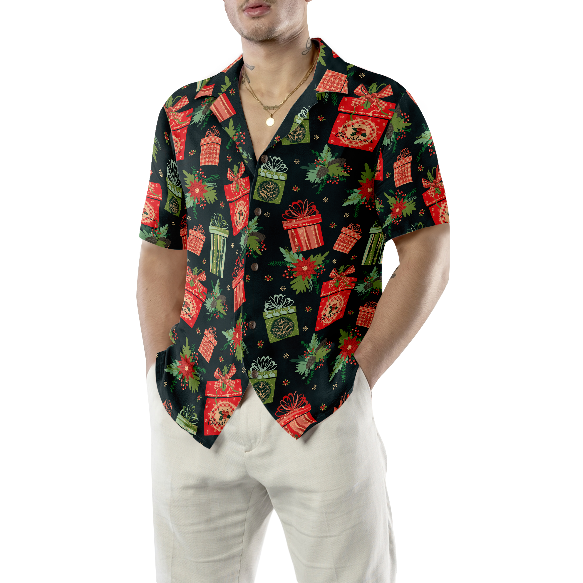 Hyperfavor Christmas Hawaiian Shirts, Chritmas Gift Pattern Shirt Short Sleeve, Christmas Shirt Idea Gift For Men And Women
