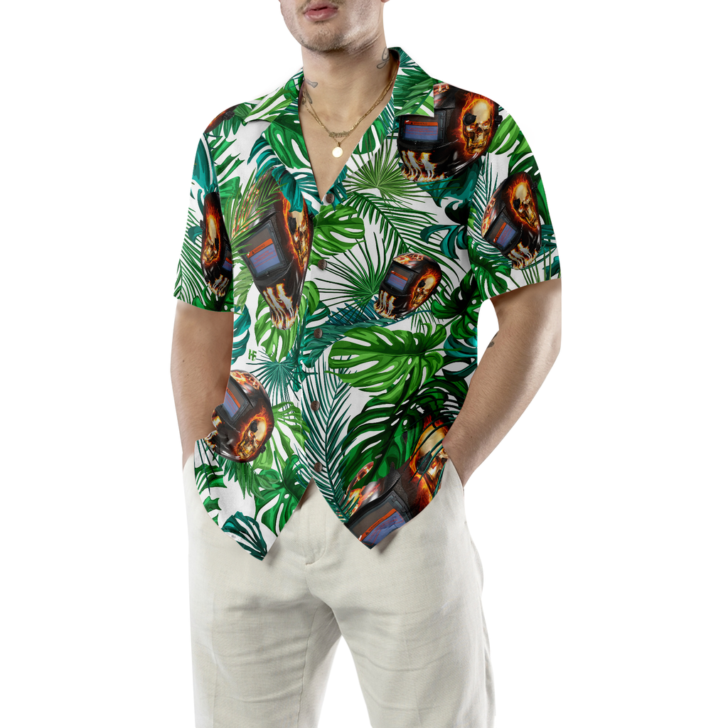Skull Welder Helmet Tropical Hawaiian Shirt